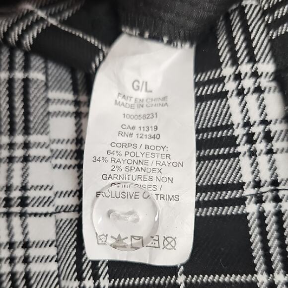 Garage Women Chelsea Pleated Plaid Dress Pants Pockets Black and White Size L - Picture 9 of 10
